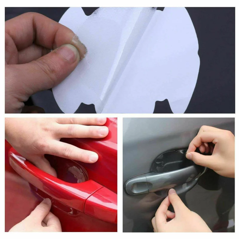 4pcs Universal Invisible Car Door Handle Scratch Protective Vinyl Films Automobile Shake Proof Car Handle Protectors