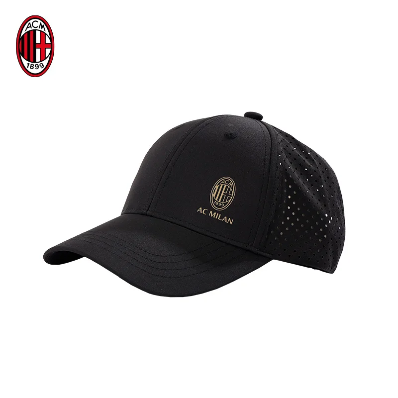 قبعة بيسبول صيفية شبكية من AC Milan قابلة للتنفس للسفر في الهواء الطلق، قبعة منقار البط، شعار الفريق الذهبي، منتجات محيطة بمروحة