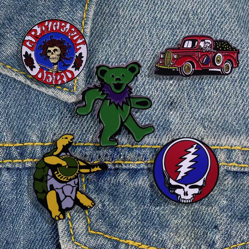 The Grateful Dead Rock Band Enamel Pin Music Metal Badge Punk Backpack Pin Fan Collector Jewelry Gift Clothes Bag Brooch