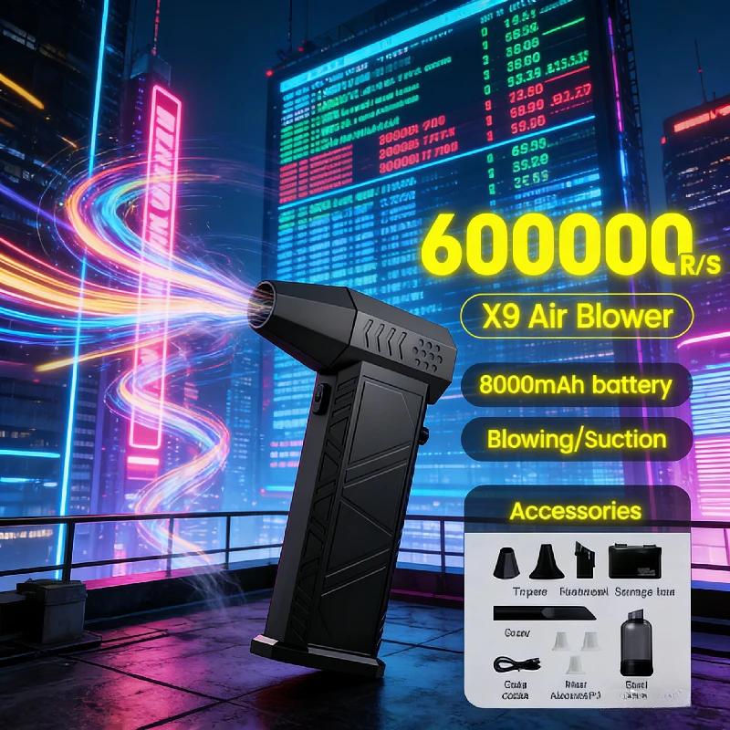 

Вакуумная воздуходувка 2-в-1 X9 Wind Beast | Бесщеточный турбоструй 600 000 об/мин (все сцена)