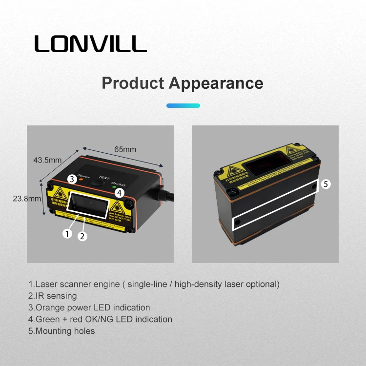 Customized Industrial Long Distance Ethernet TCP/IP 1D Laser Barcode Scanner Fixed Mount Barcode Reader