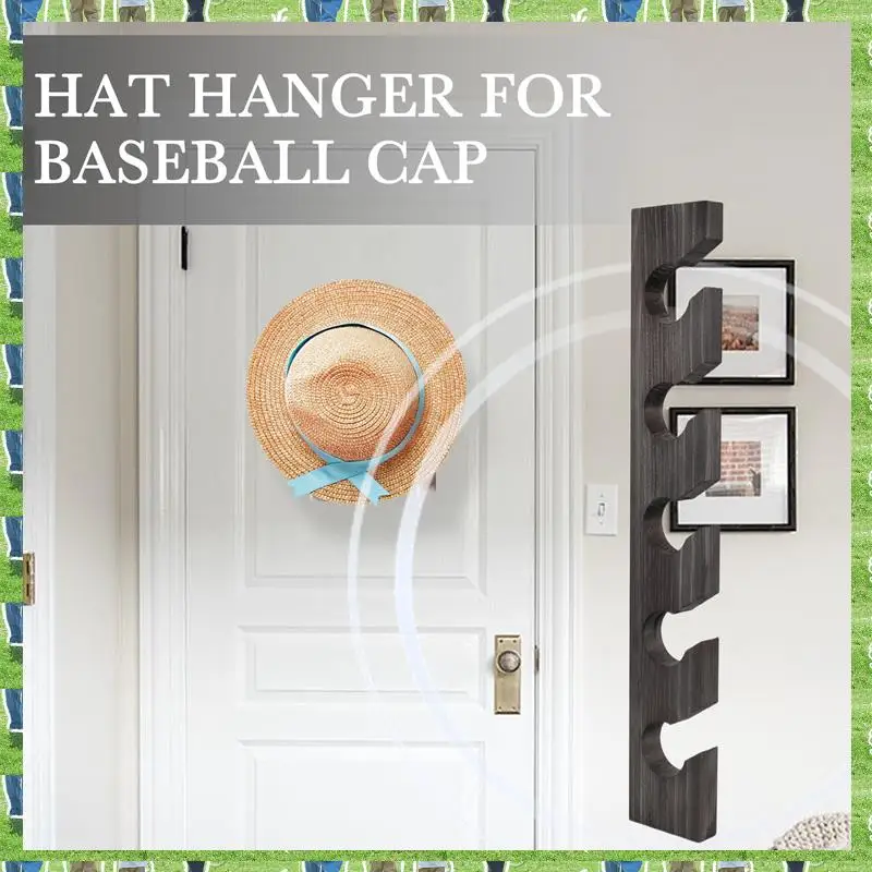 

FTS Wooden Hat Hanger For Baseball Cap Home Decor Space-Saving Wooden Organizer With Display Shelf