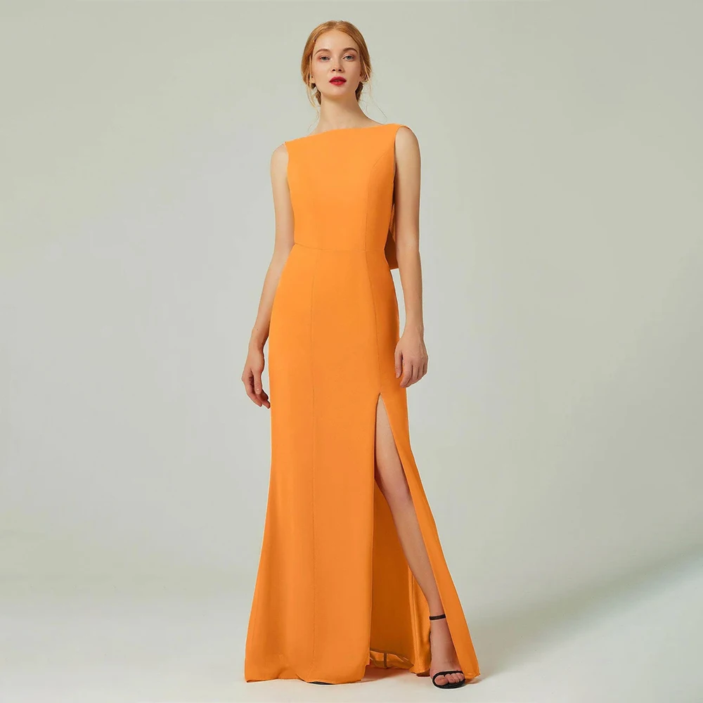 

Evening Dresses Women Elegant Boat Neck Sleeveless Mermaid Dress Side Split Prom Dresses Formal Party Gowns Wedding Guest Dress