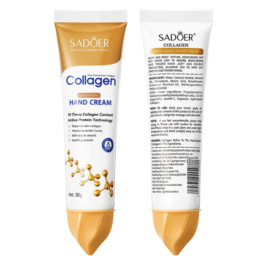 Crème pour les mains au collagène, adoucit la peau, nourrissant, anti-séchage, hydratant, soins de la peau coréens, produits de réparation fissurés, 30g, 3 pièces