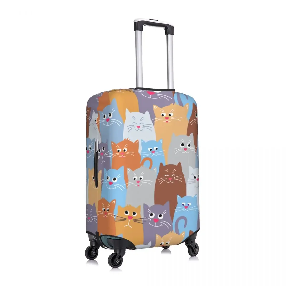 Cat Pattern Suitcase Cover Colorful Funny Animal Flight Cruise Trip Elastic Luggage Supplies Protection