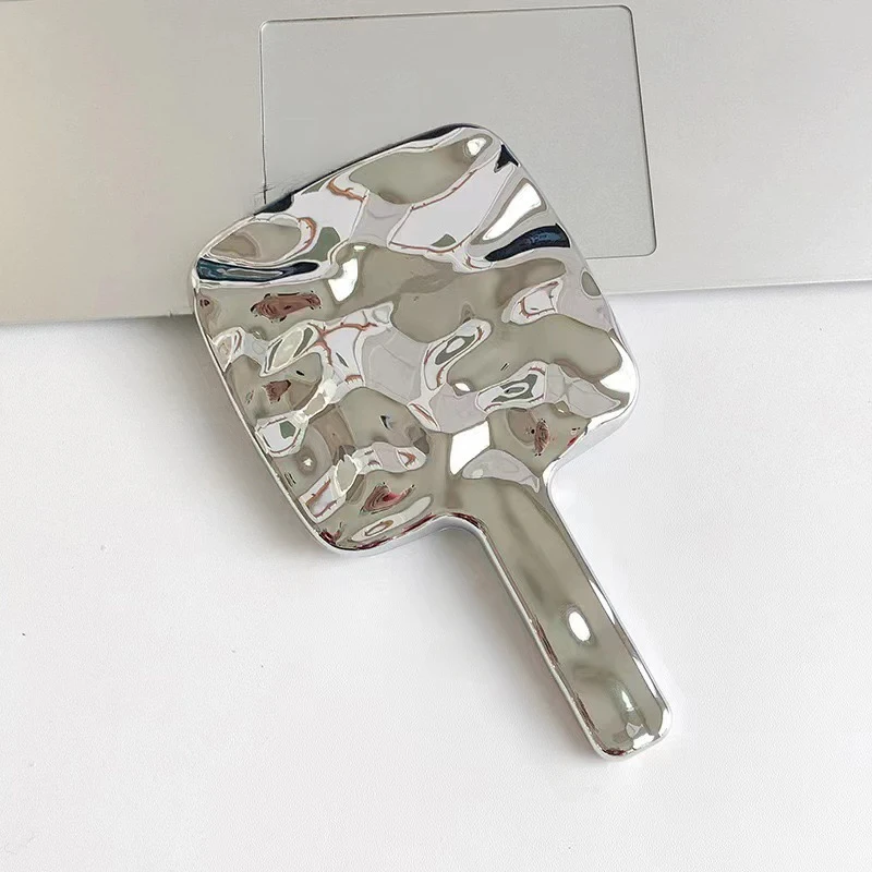 مرآة مكياج مربعة محمولة باليد - مع مقبض مطلي بالكهرباء ومناسبة كمرآة تجميل يومية #2