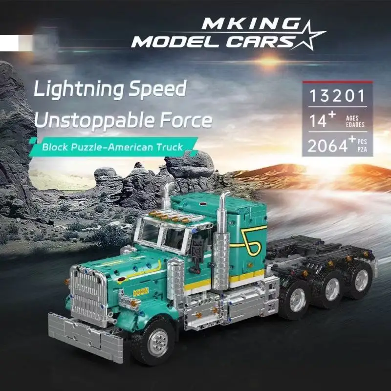 MOULD KING 13201 Peter American Truck Engineering Car Building Blocks Brick Model Toy for Kids Adult Gift