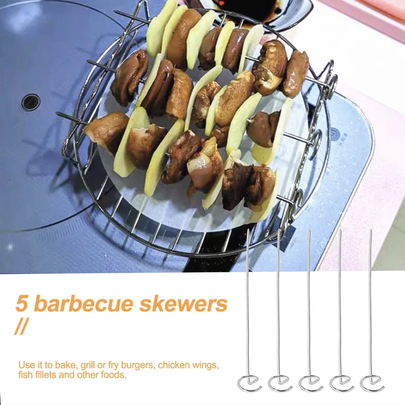 Double Layer Rack Accessory With 5 Skewers, For Airfryers