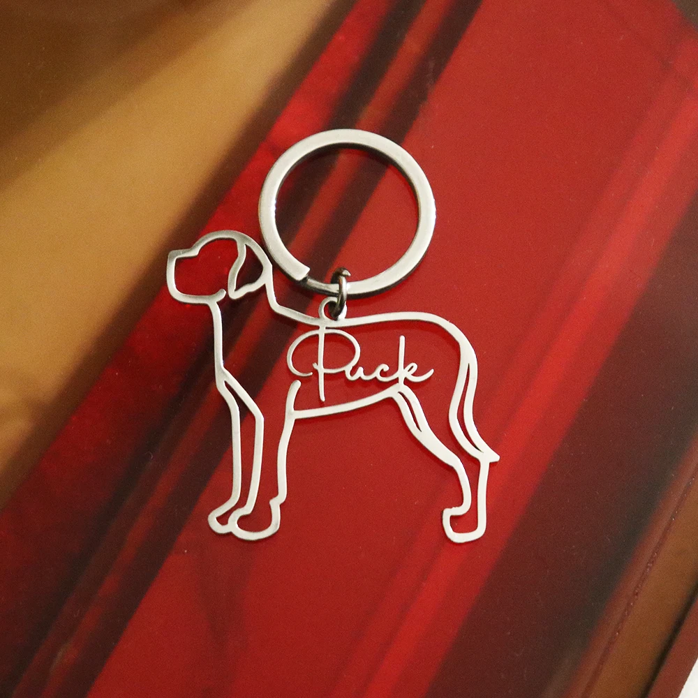 Custom Name Keyring Personalized Pet Name Tag Keychain For Cat Puppy Dog Tag Pendant Keyring Stainless Steel Pet Accessories
