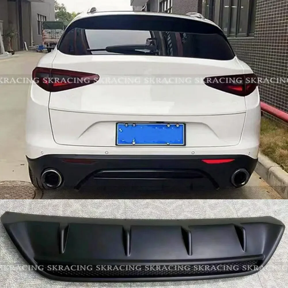 Rear Bumper Diffuser Fits Alfa Romeo Stelvio 2017-2021 Unpainted Black  Spoiler Body Kit Car Accessories