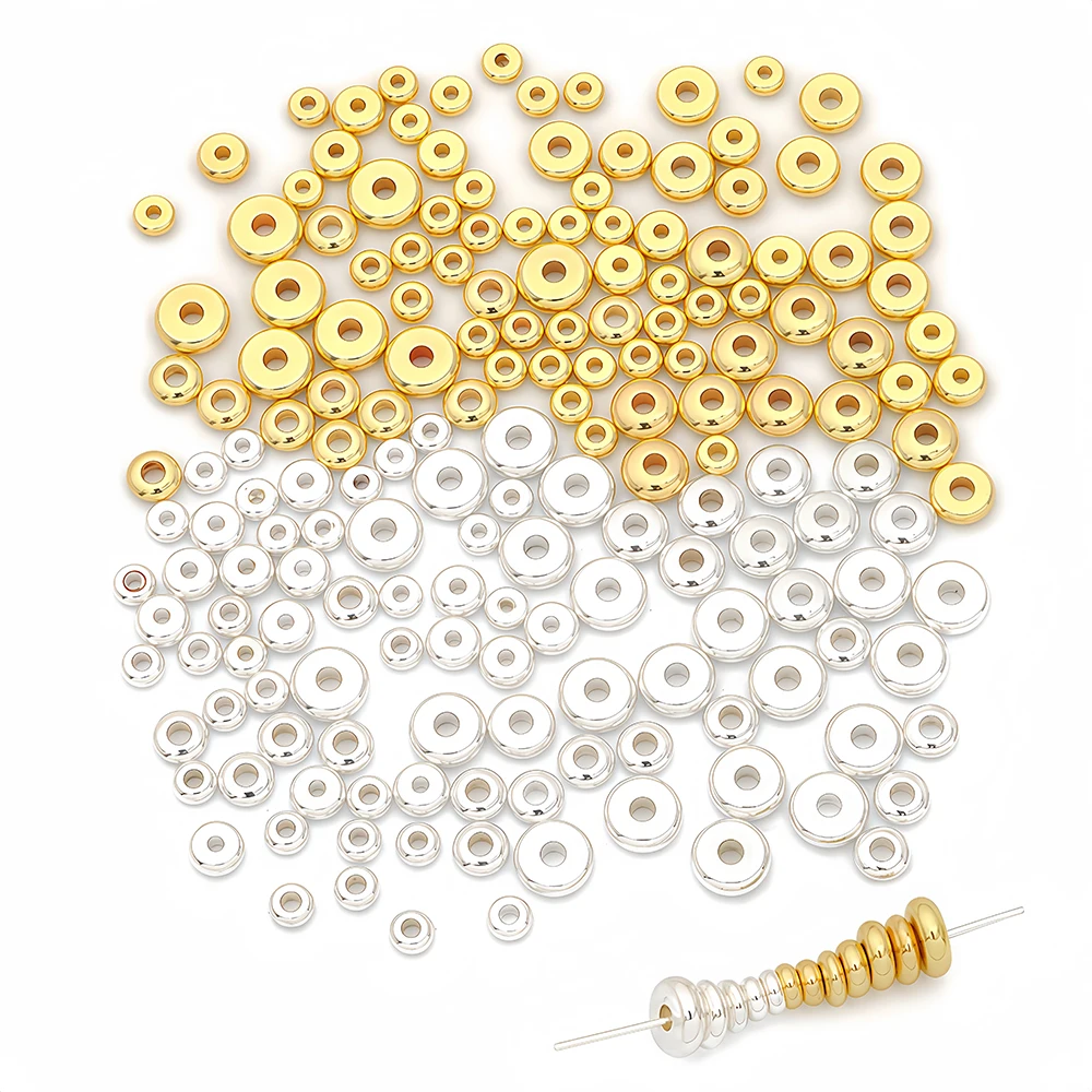 20 Stück 3-10mm Edelstahl-Charm-Abstandsperlen, flache runde Perlen mit Loch für DIY-Schmuckherstellung, Armbandzubehör und Zubehör. – Detail 3