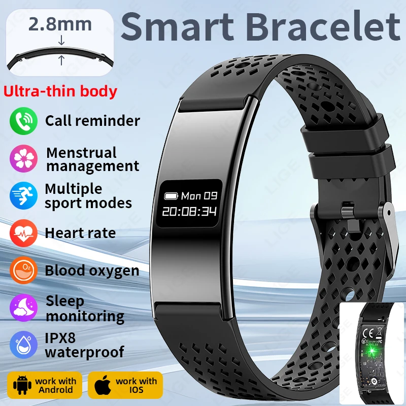 

Men Women Smart Bracelet Heart Rate Sleep Monitor Health Smart Band Waterproof Sports Fitness Tracker Smartwatch for Android iOS