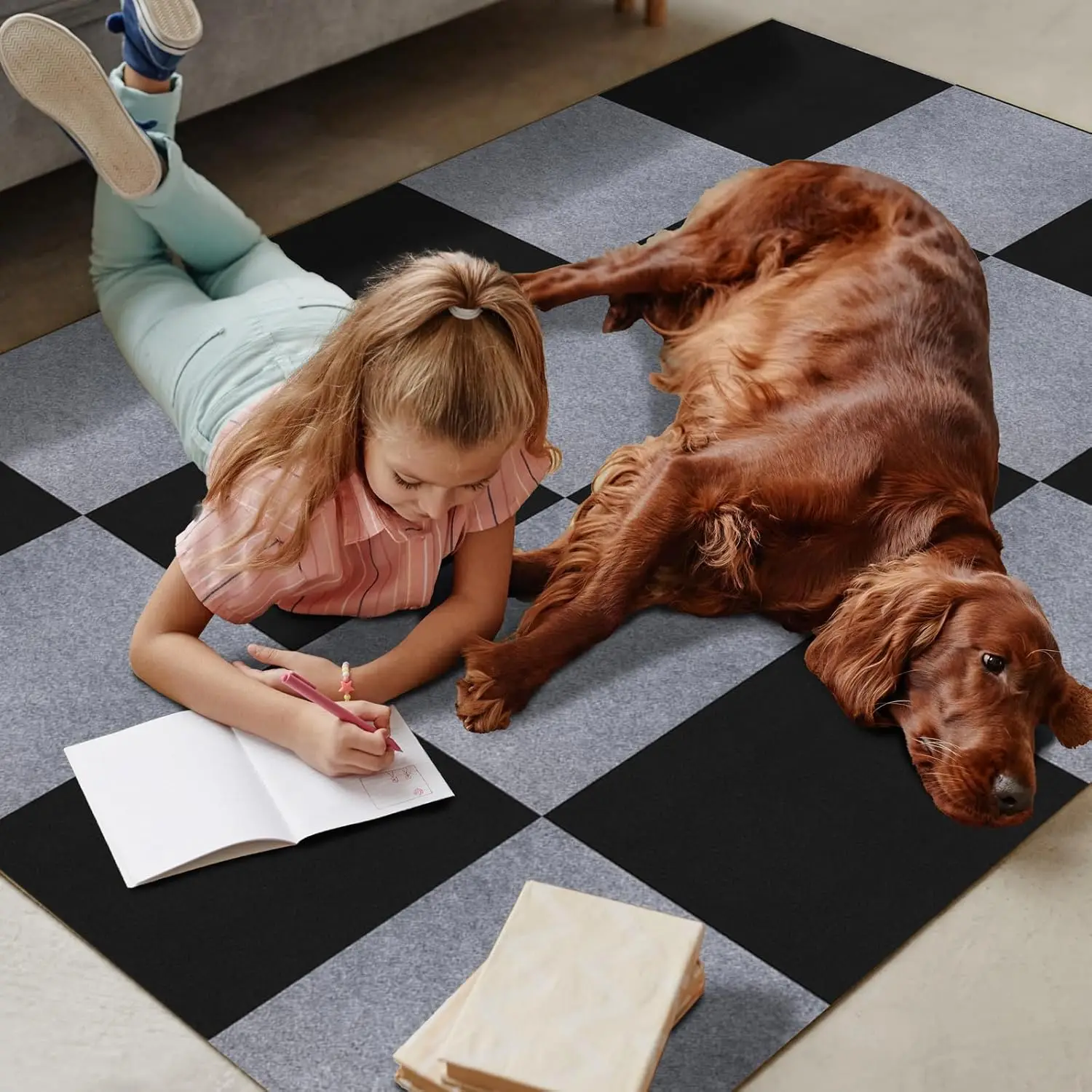 30x30CM Self-Adhesive Anti Slip Dark Grey Rug Mats Carpet Warm Playmat Interlocking Exercise Tiles Floor Carpet  Decoration Mats