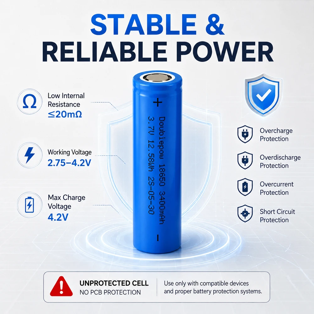 18650 Akku 3400mAh 3,7V Wiederaufladbare Li-Ionen-Lithium-Batterien mit flachem Anschluss für Taschenlampen, Spielzeug, Ventilatoren, Lautsprecher, elektronische Geräte – Detail 4