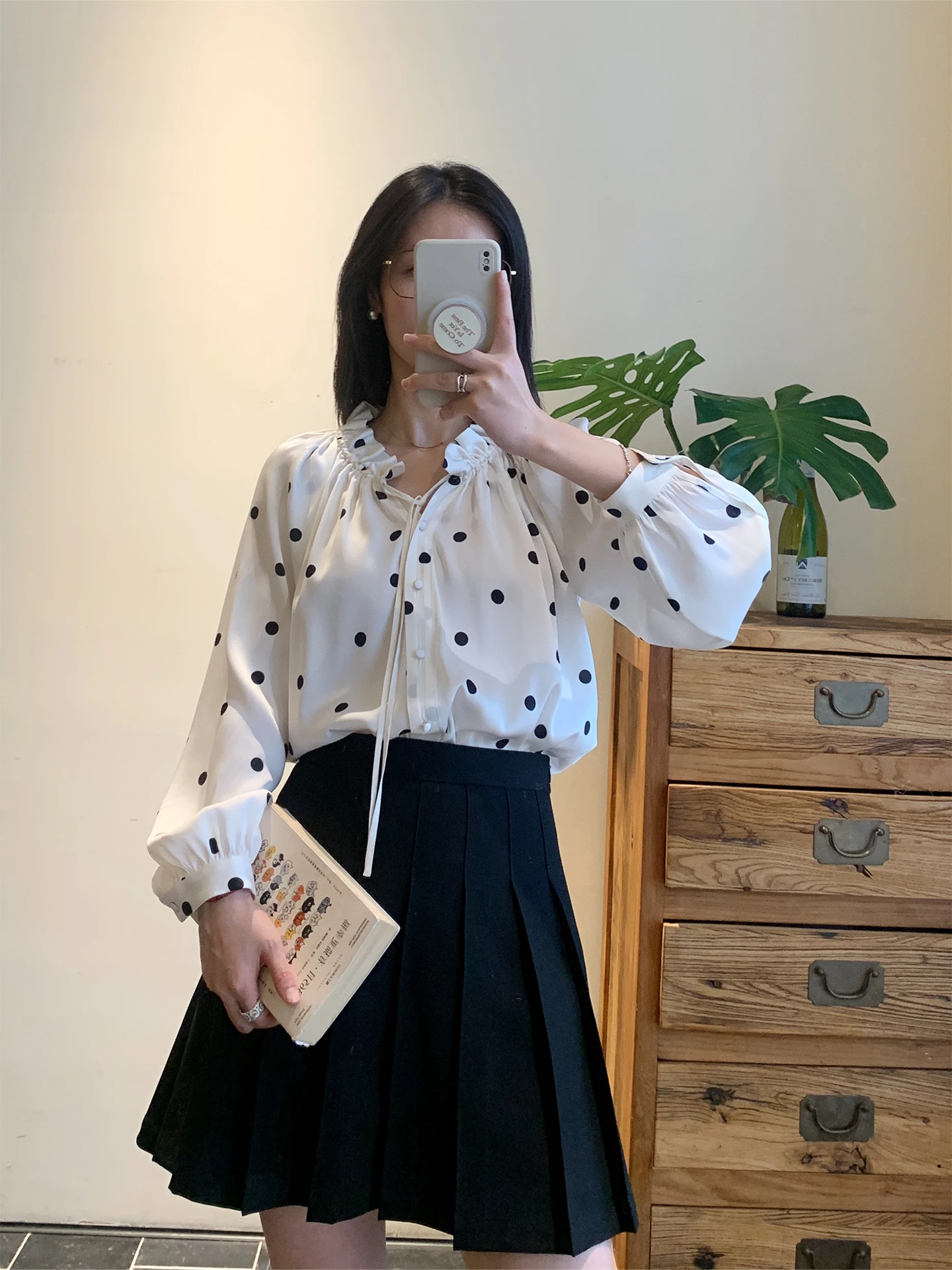 

Женская шелковая блузка в горошек Ciwalk из двойного муслина 9 мм, модная, свободного кроя, не мнется, из натурального шелка