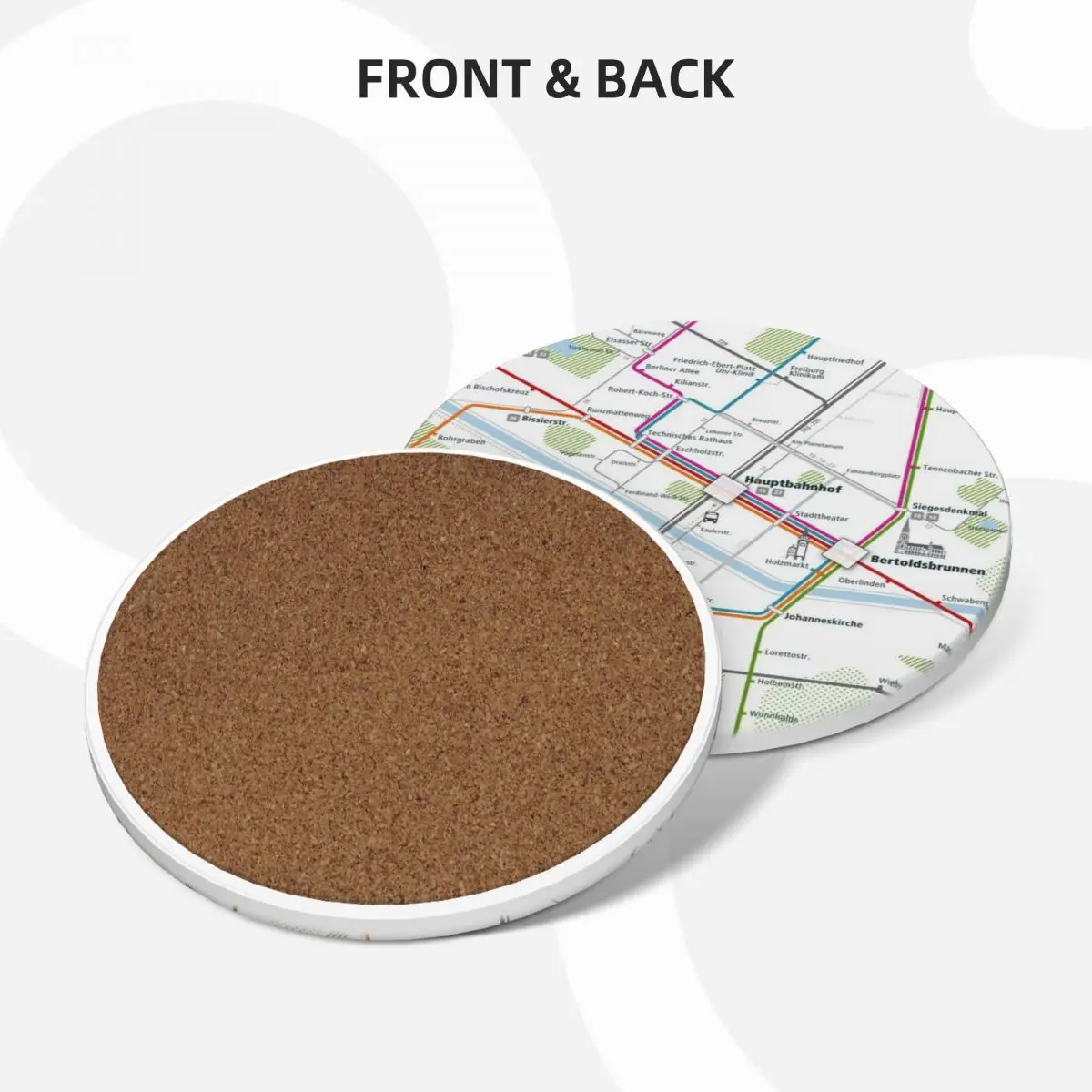 Freiburg City Rail Map Square Ceramic Coasters (Set of 4) original for table christmas holder Coasters