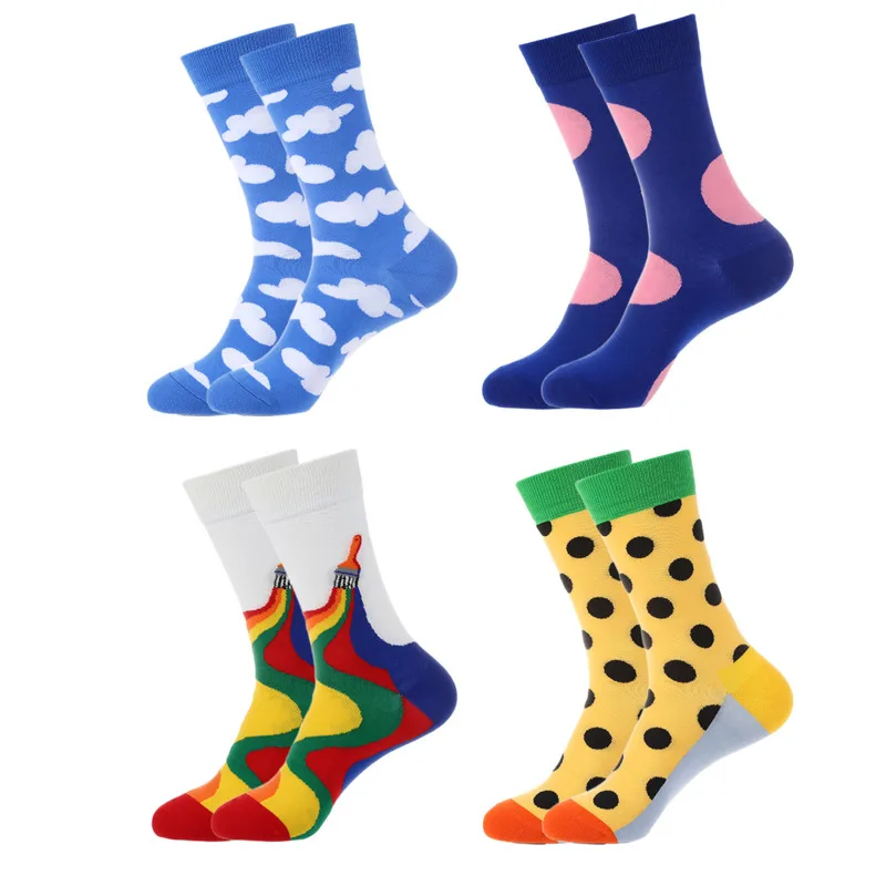 2pairs/lot Fashion Originality Casual Socks Sky And White Kawaii Casual Harajuku Style Clouds Pattern Skateboard Sock