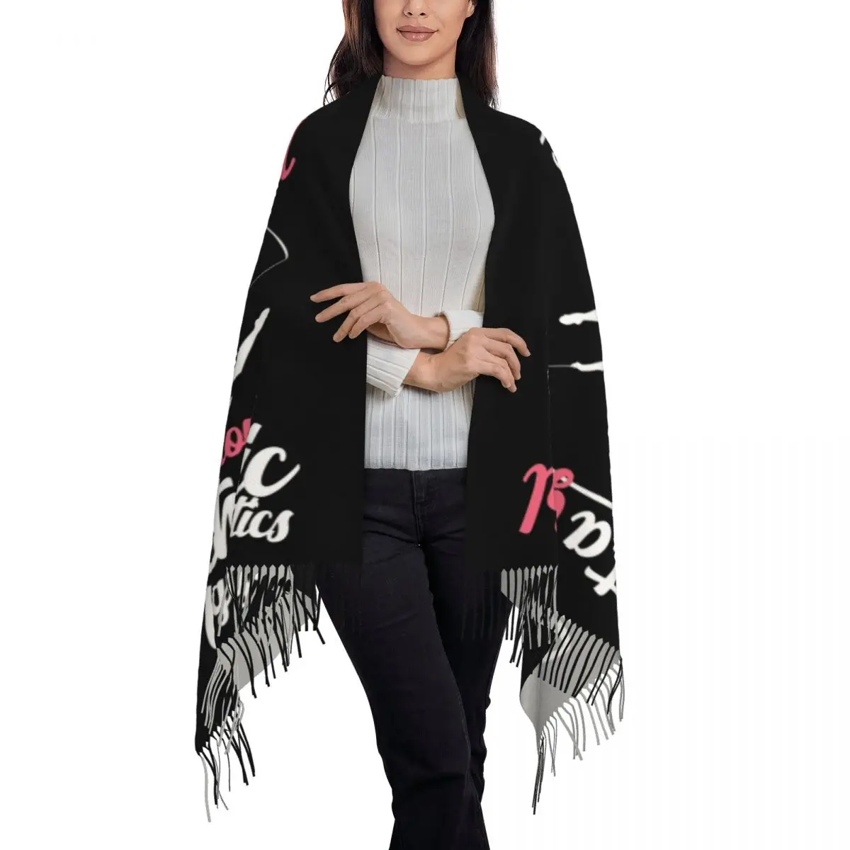 Custom Female Large Rhythmic Gymnastics Dance Scarves Women Winter Fall Soft Warm Tassel Shawl Wrap Scarf