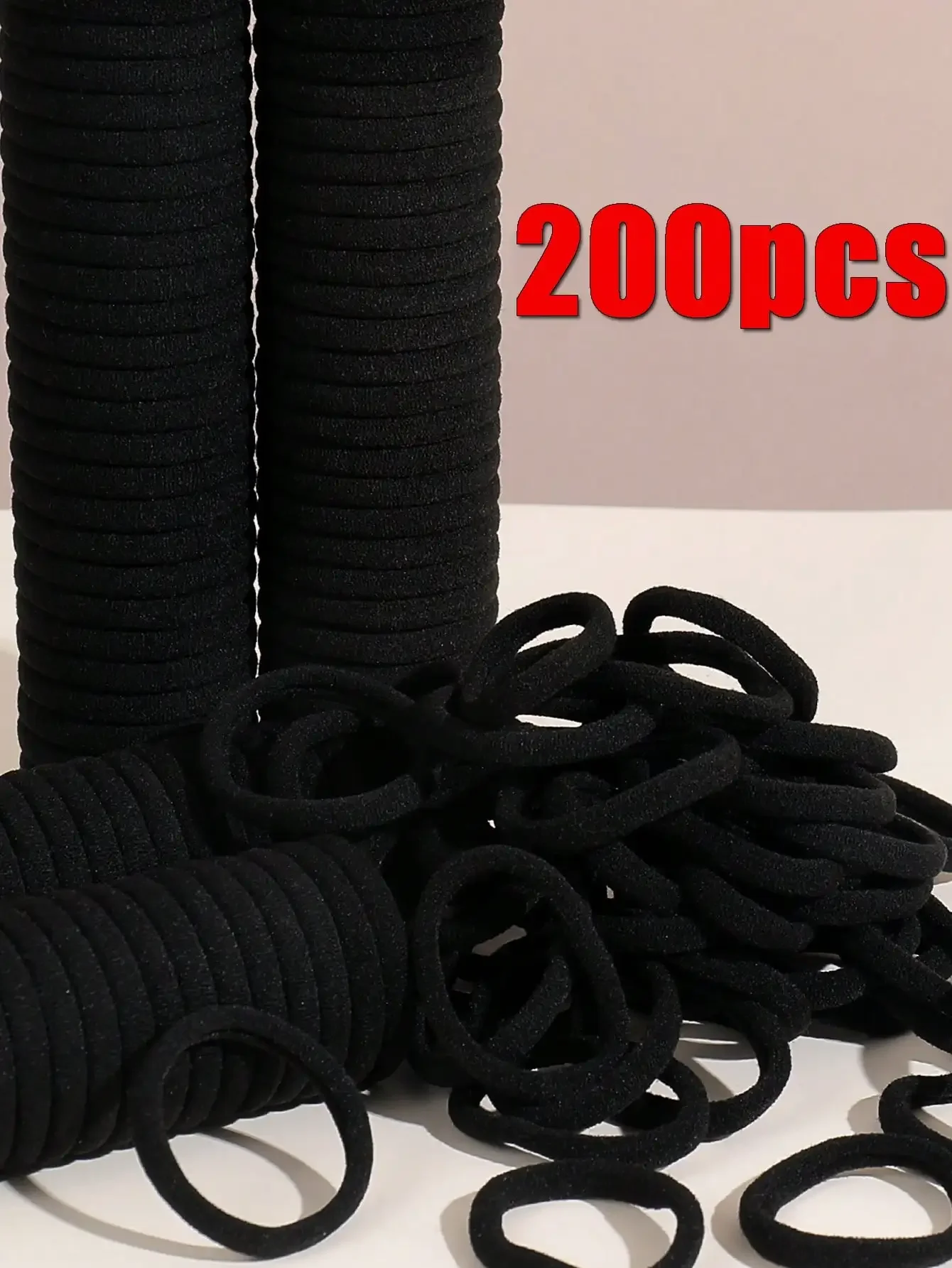 

200/50/20pcs Black Color Elastic Hair Ties For Girls, Casual Daily Life Hairbands, Simple Hair Accessories With High Elasticity, Korean Style, Thick Ponytail Tie, Parent-Teen Style, Gift For Festival And Occasion Hair Styling