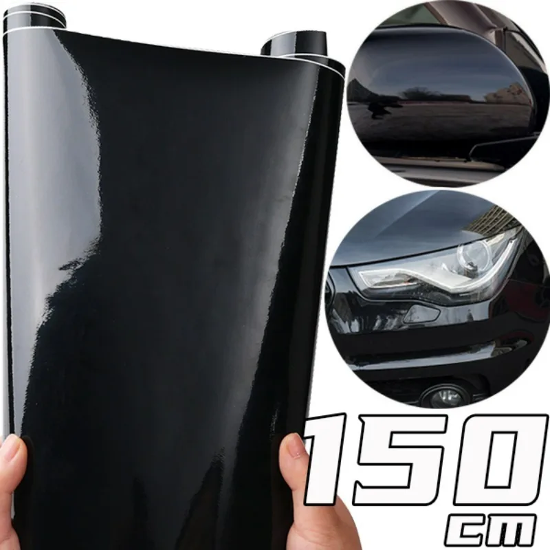 Gloss Black Film Carrosserie Vinyl Wrap Decals Zelfklevende Sticker Motorfietsen Fiets Auto Huidskleur Veranderende Films 150*50 cm