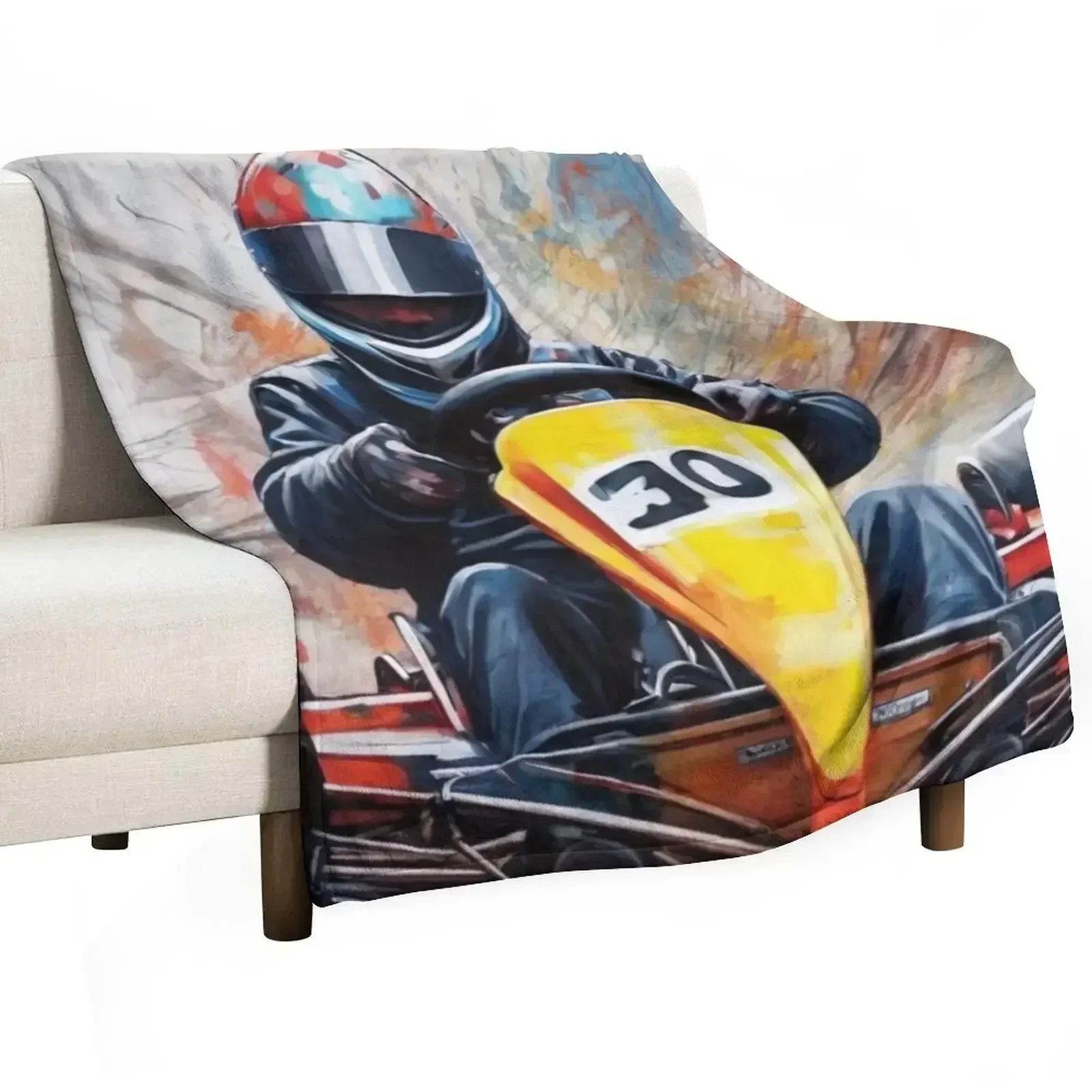 

Go Kart in Action Throw Blanket Soft Plaid Fashion Sofas Winter beds Blankets