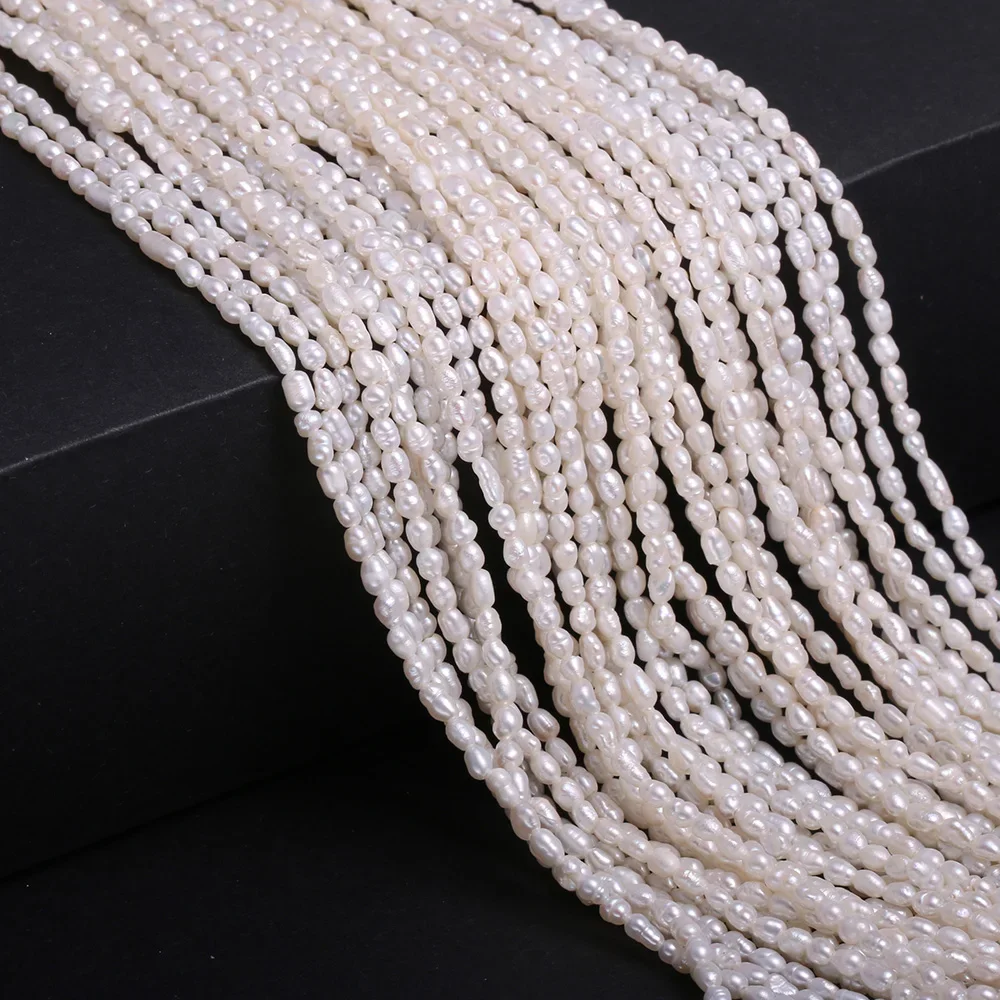 Natural Freshwater Pearl Beaded High Quality Rice Shape Punch Loose Beads for Make Jewelry DIY Bracelet Necklace Accessories