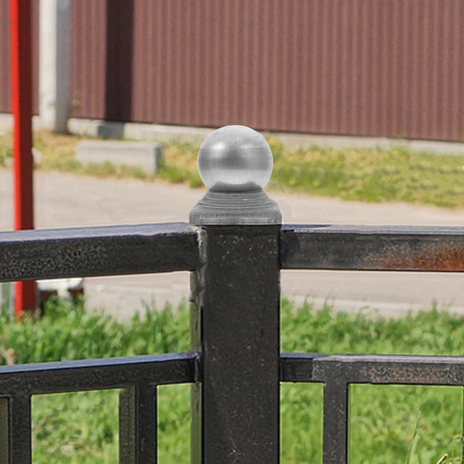 Decorative Fence Post Cap Durable Waterproof Metal Cover Outdoor Ball Shape Lawn Railing Finial Easy Installation Guardrail Post