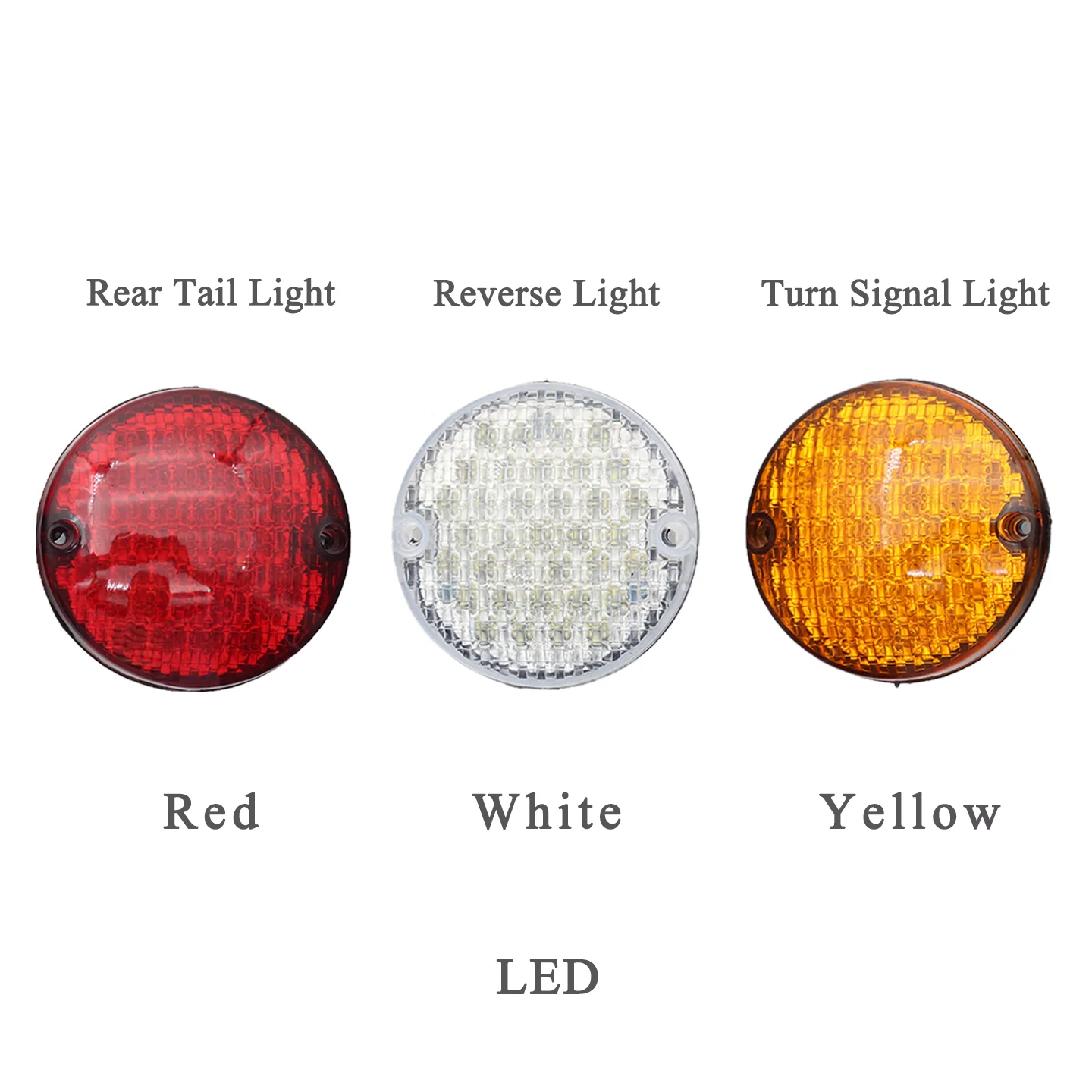 Golf Cart Parts 9.5cm 12V LED Round Tail Light Set Brake Reverse Turn Signal for Clubcar E-Z-GO Yamaha EXCAR LV TONG Marshell