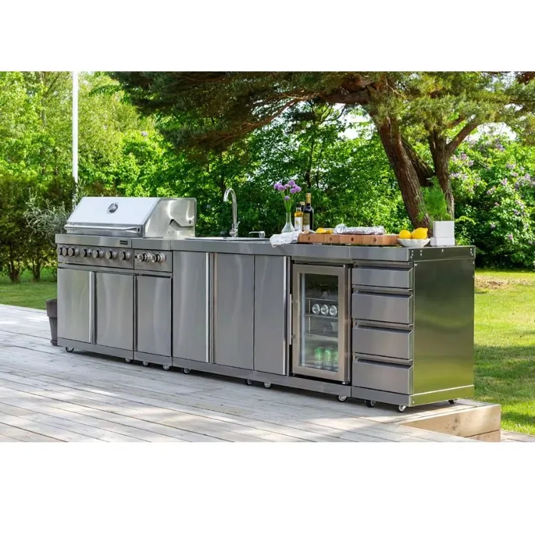 2025 Dorene Modern Modular Outdoor Kitchen with Aluminum Cabinets, Built-in Griddle, Sink and Grill for Backyard Entertainment