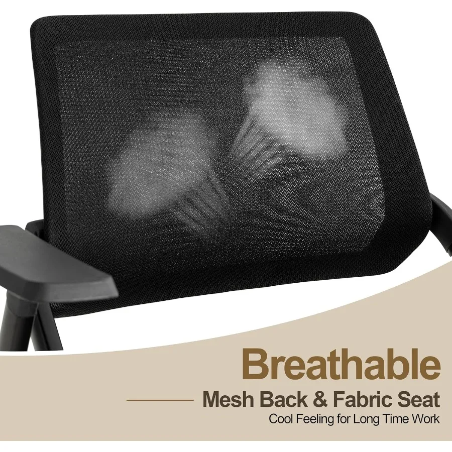 2 szt. Krzesła konferencyjne składane, krzesła biurowe z odłączanymi kółkami, krzesło składane z siatkowym oparciem do szkoleń i spotkań