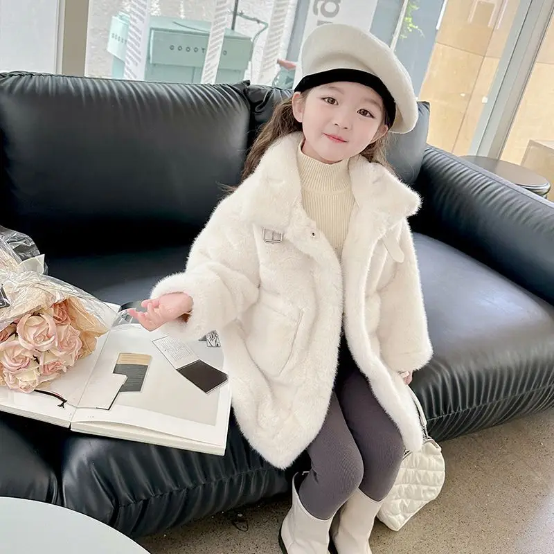 Girls Temperament Winter Coat, Little Girl Thickened Cute and Sweet Fur Coat Spring Autumn Jacket Girl