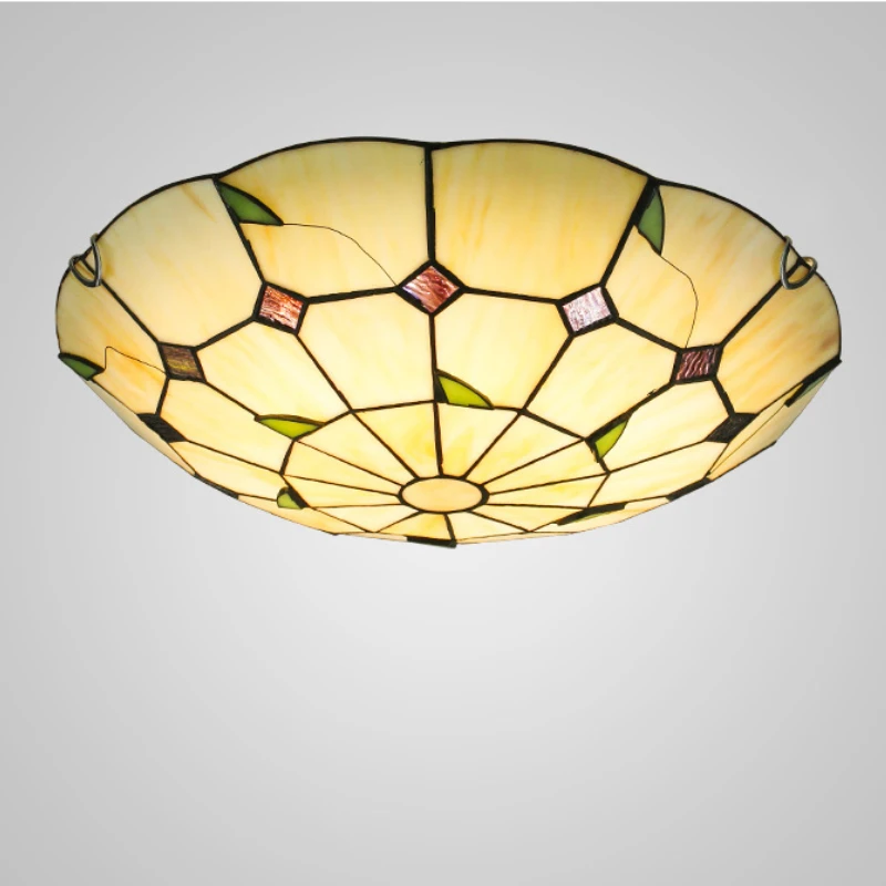 

Mediterranean Ceiling Lamp Bedroom Stained GlassCeiling Light Living Room Dining Room Corridor Balcony Tiffany Lighting Led