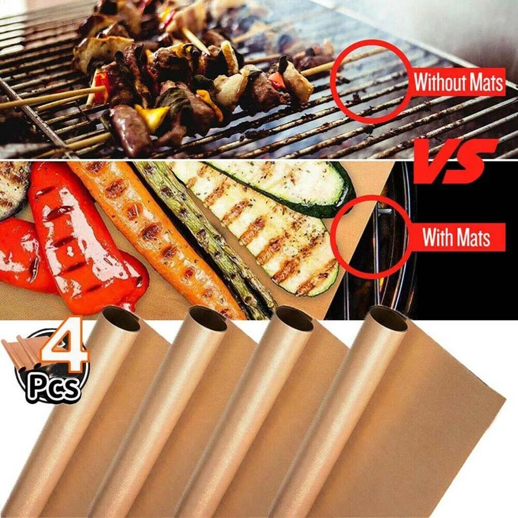 4 sztuk non-stick Grill mata 60X40 Cm papier do pieczenia gotowanie Grill arkusz narzędzia kuchenne dla Grill gazowy węgiel folia do smażenia