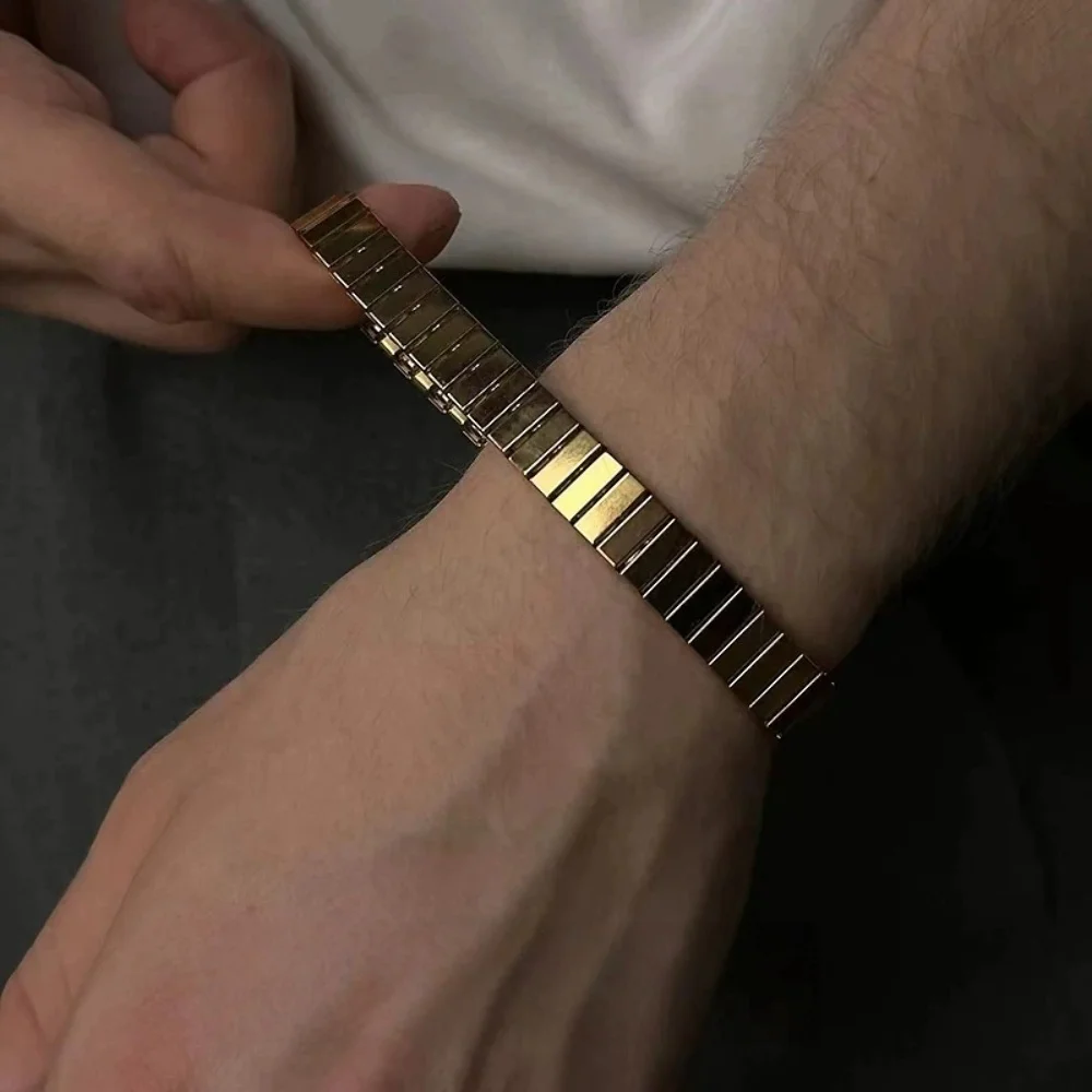Modische Edelstahl-Armreifen (9 mm) für Herren, einfaches Imitations-Armband, trendiger Party-Schmuck für Damen. – Detail 3