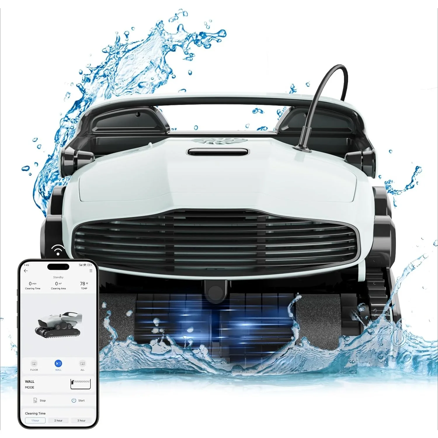 Pool Cleaning Robot - Automatic pool vacuum with APP and remote control - Powerful active washing three-roll brush