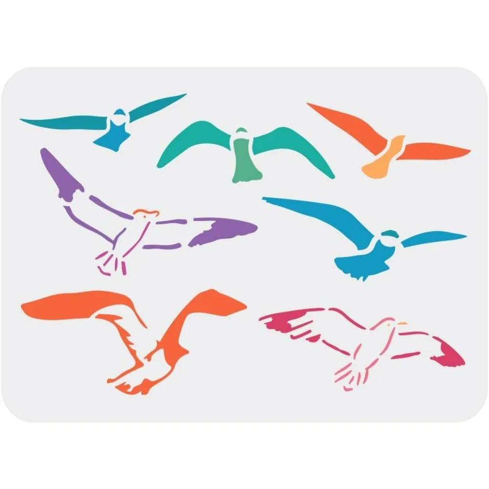 Seagull Stencils for Painting 11.7x8.3 inch Flying Birds Stencil Reusable Hawks Stencil DIY Craft Bird Drawing Stencil