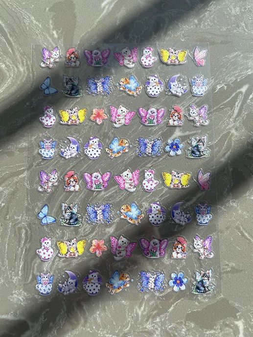 

Водонепроницаемые наклейки из ПВХ: розовые мини-узоры, бабочки, кошки, для багажных бирок, нейл-арта, DIY, для чехлов на наушники, гитар, ноутбуков, подарки