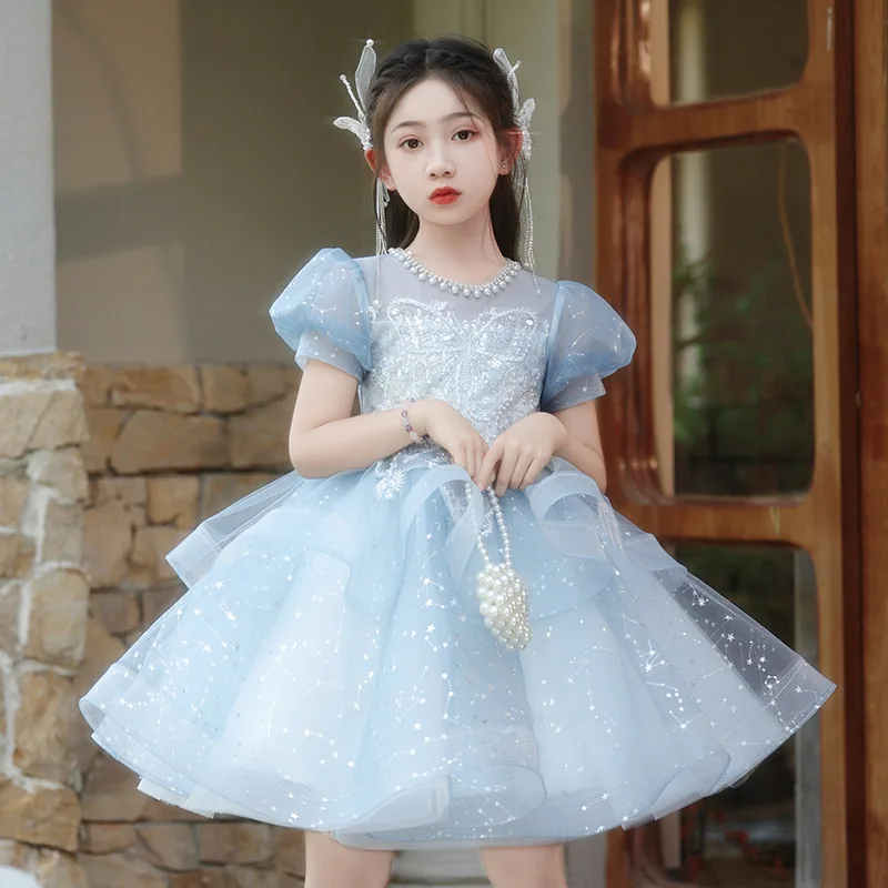 

Children's Birthday Princess Ball Gown Girls Piano Performance Host Model Walking Show Dress y1351