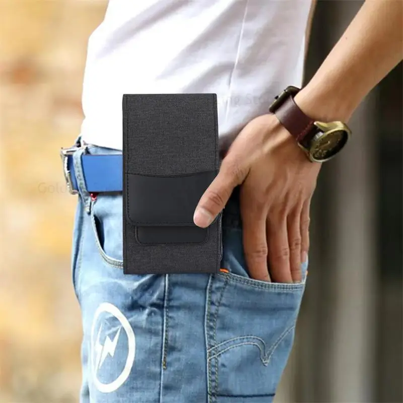 Nylon Cloth Leather Phone Pouch For OPPO K12x K11 K10 Pro 5G Card Wallet Flip Case Waist Bag For Oppo K12 K11X K10 K9s K7 K9 Pro