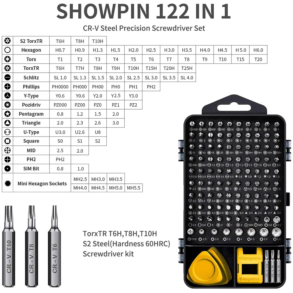 Computer-Reparatur-Set 115 in 1 magnetischer Laptop-Schrauben dreher-Set Präzisions-Schrauben drehers atz mit Gehäuse