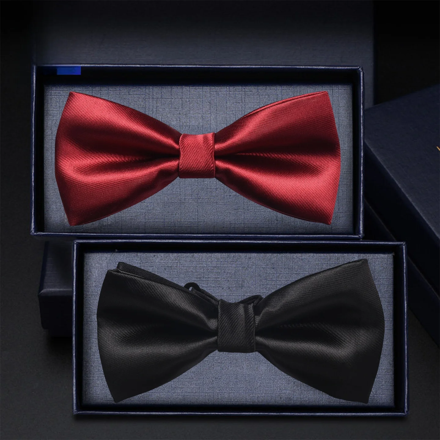 Black Bow Tie Wedding Shirt Accessory for Groomsmen And New Groom Double Layered Luxury Wine Red Korean Style Men's Fashion