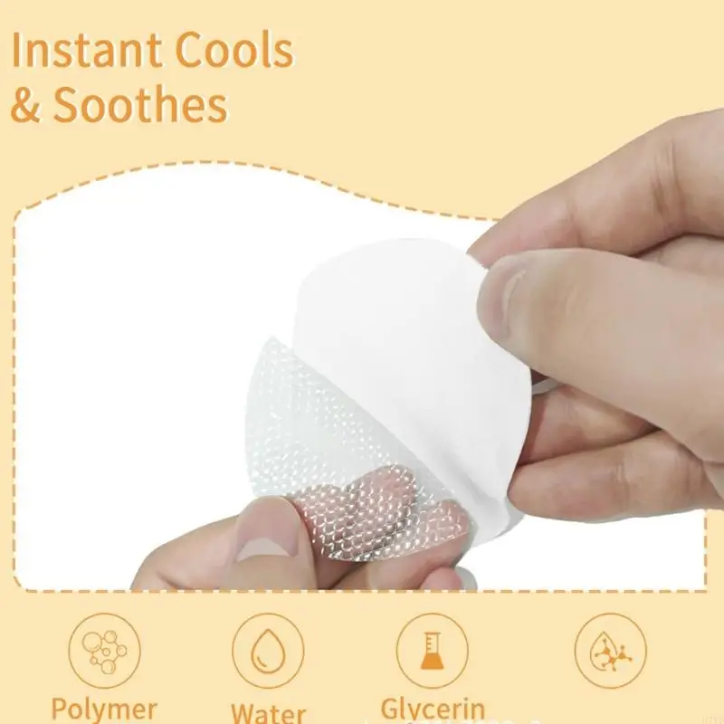 D7YD 10 قطعة/صندوق منصات هلام التبريد للحلمات للأمهات المرضعات العناية بالبشرة على الفور غير مريحة قابلة لإعادة الاستخدام منصات