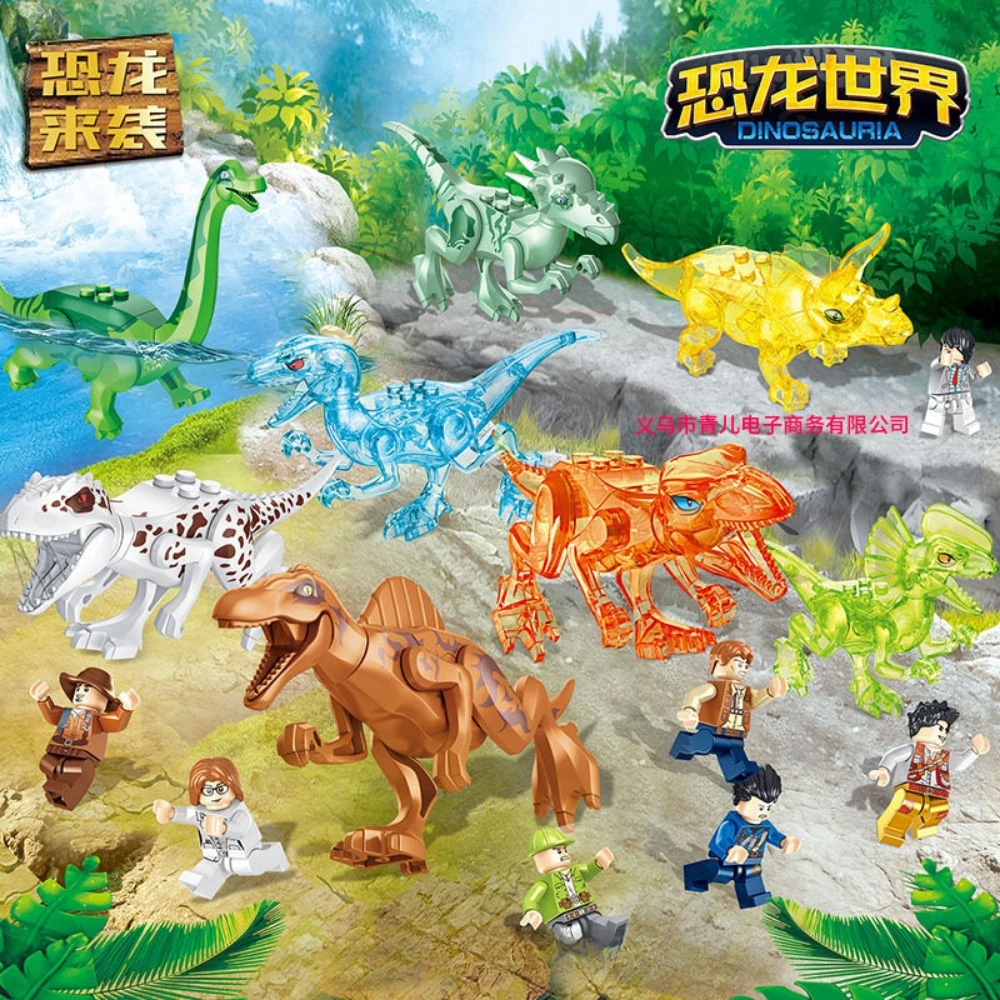 Original Crystal Dinosaur Series Building Blocks Triangle Dragon King Dragon Sword Dragon Assembly Model Toys Kids Holiday Gifts