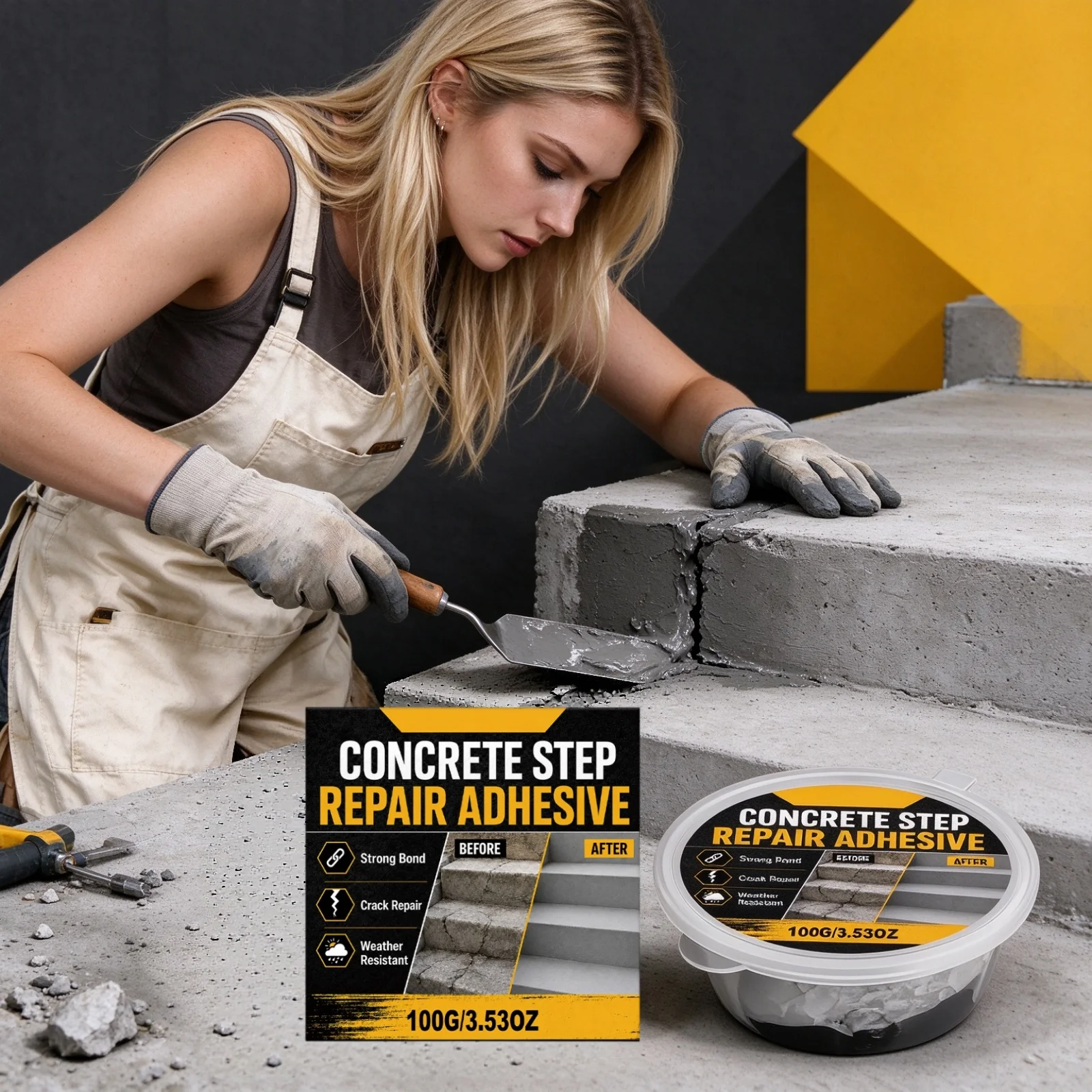 Concrete Repair Adhesive Stairs Walkway Step Repair Floor Crack Filler Waterproof High Strength Strong Crack Repair Paste 1 Set