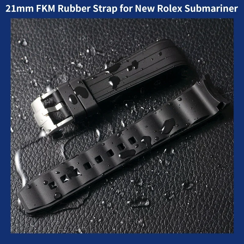 

Fluororubber 21mm FKM Rubber Watchband Wrist Bracelet For Rolex Strap SUBMARINER Waterproof Wristband Band