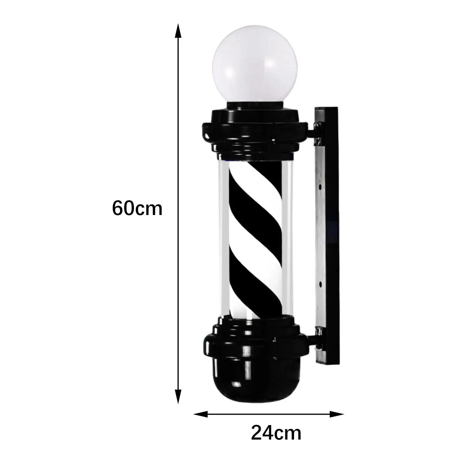 23.6 in Barber Pole Light Classic Signs Rotating Light Fixture Wall Mounted Retro Design Salon Rotating Light for Salon Outdoor