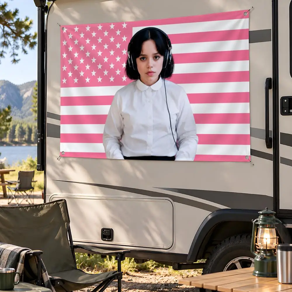 Actor Horror Jenna Ortega Flags Fan Flag Banner Wall Hanging Outdoor Yard Camping Dorm Garage Party Home Decor Gift