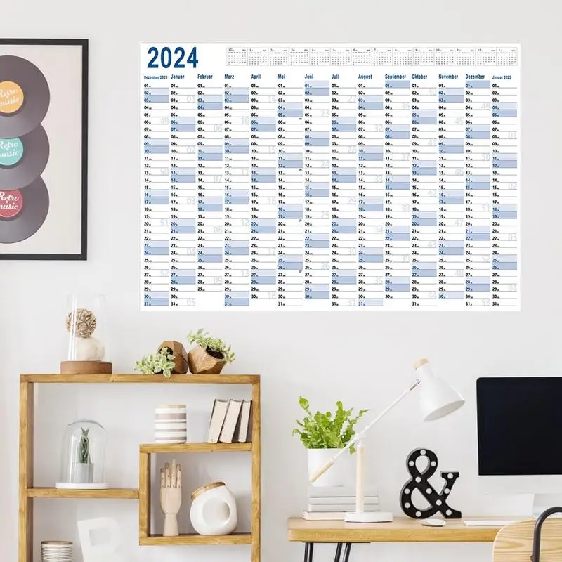 تقويم جداري كبير لمدة سنة كاملة ، ملصق كبير ، ملصق كبير ،