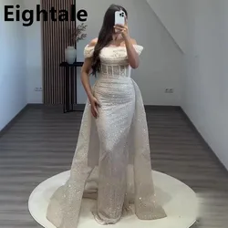 Eightale Shinning Sequins Prom Dress Off Shoulder Beige Color Evening Dress Women Formal Party Gown Customized