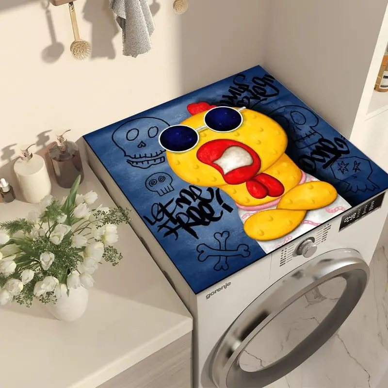 VIKAMA Hip Hop Graffiti Cartoon Chicken Skeleton Washer Dryer Protector Pad Water Absorbent Anti Slip Kitchen Countertop Mat
